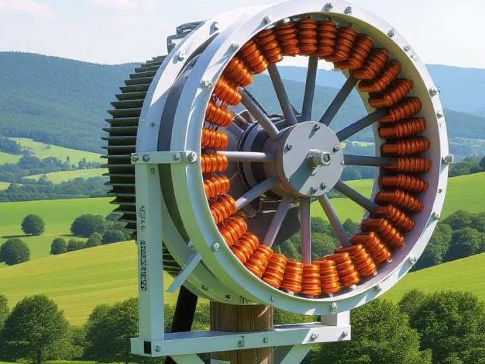 A DIY Tesla-inspired power device with copper coils, assembled in a rural backyard